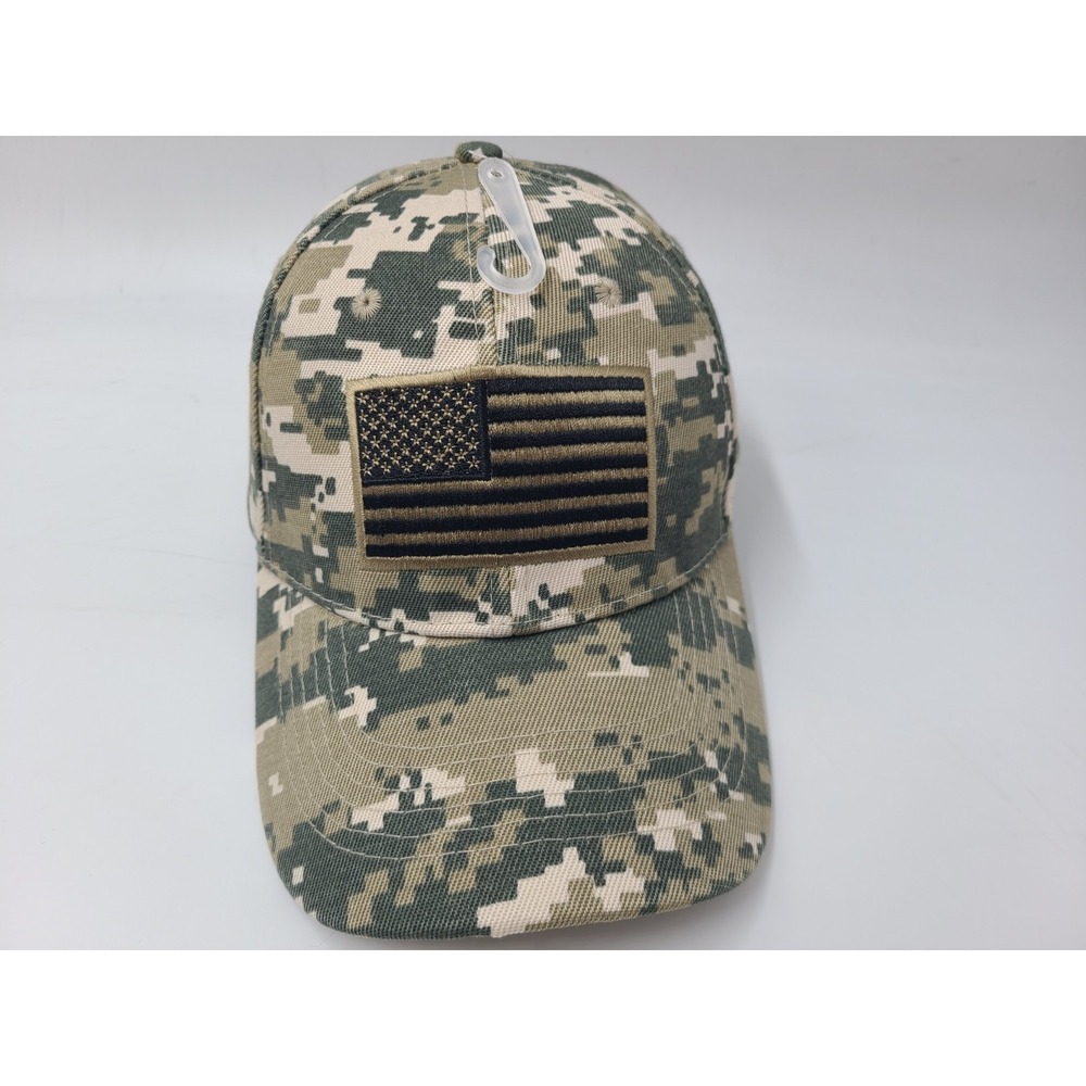 American Flag Digital Camo Adjustable Hat Cap Hunt Fish Baseball Men Women Beige